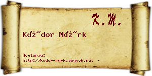 Kódor Márk névjegykártya